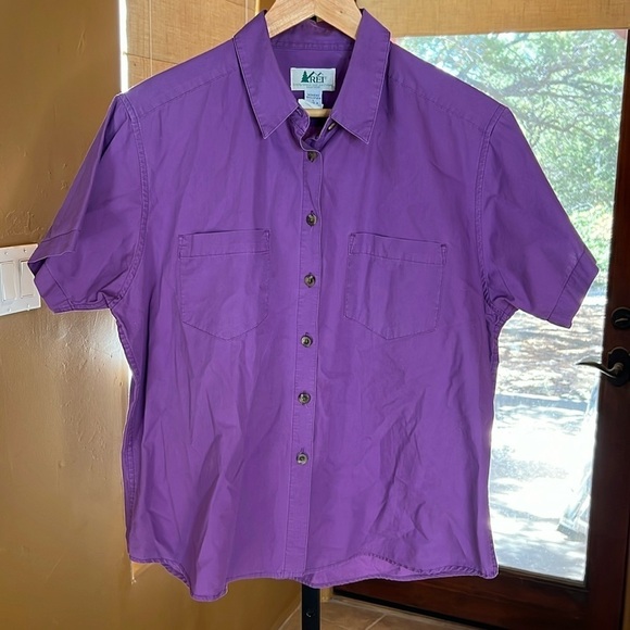 REI Tops - Vintage REI 100% Cotton Purple Button Down Short Sleeve Outdoor Top Size Large